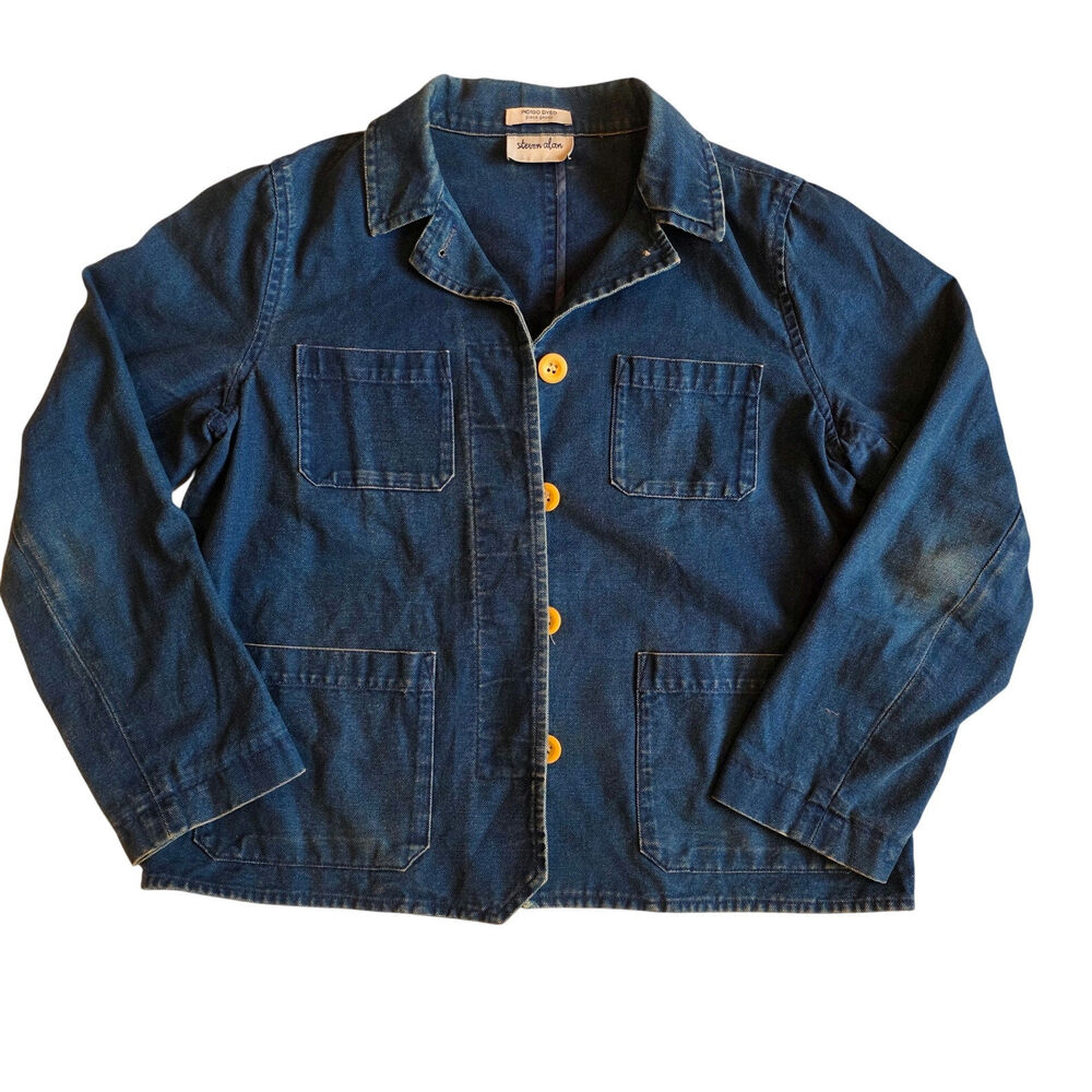 Steven Alan Indigo Dyed Canvas Chore Jacket Made in USA Medium
